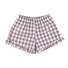 Load image into Gallery viewer, Ruffle Shorts - Lavender Gingham