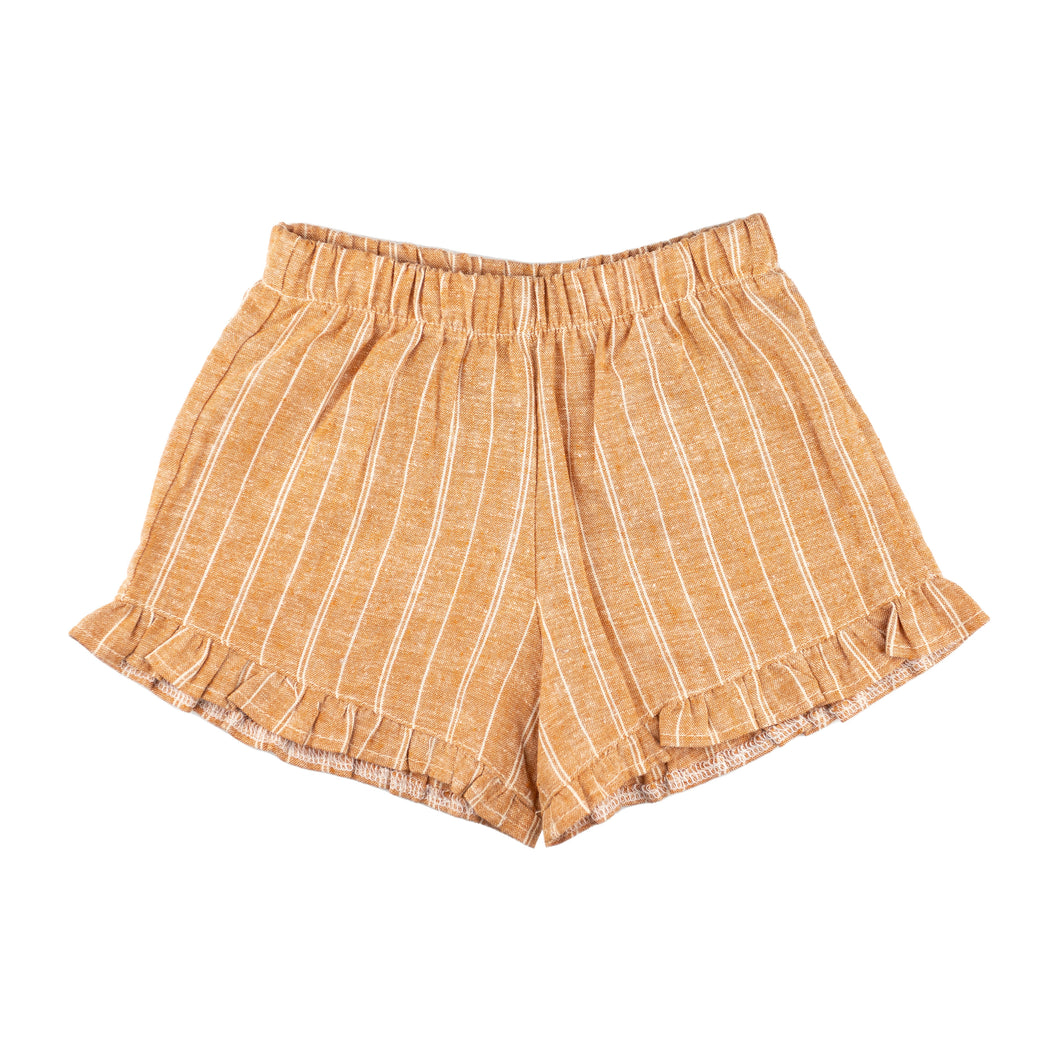 Ruffle Shorts - Orange Stripe Hemp