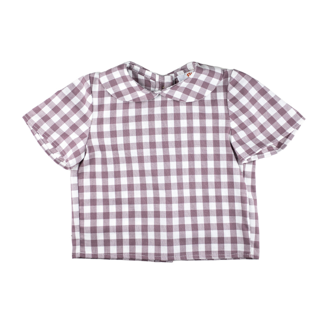 Peter Pan Top - Lavender Gingham