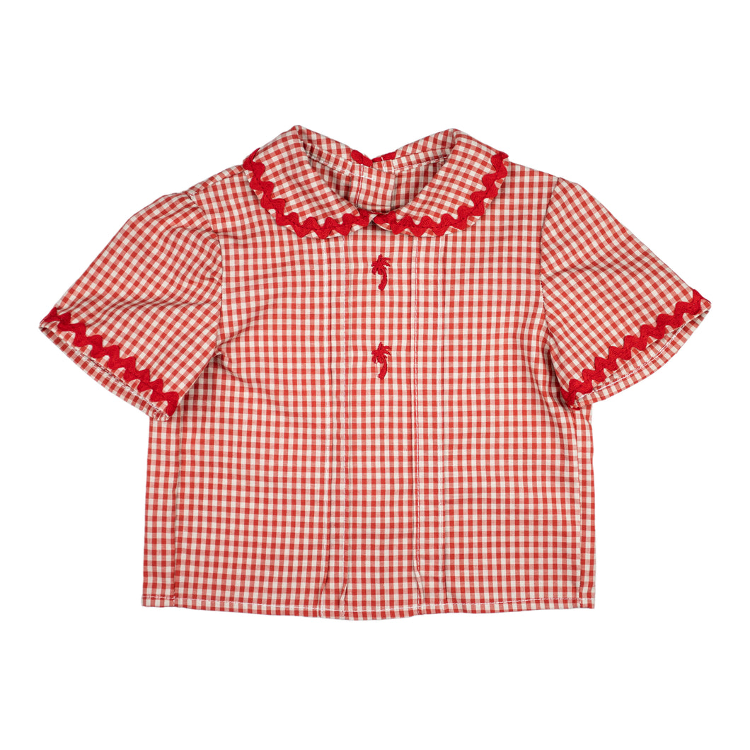 Pin Tuck Top - Red Gingham