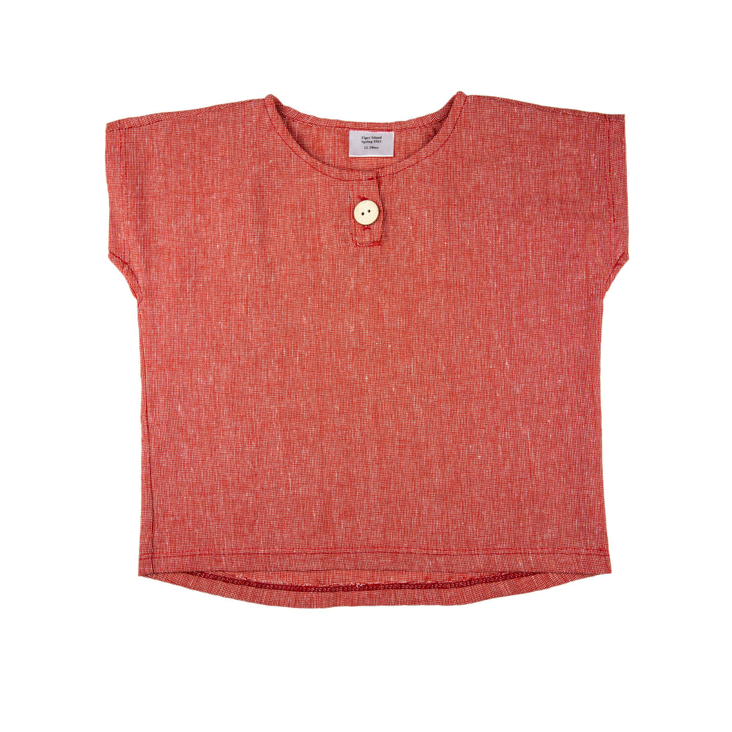 Desert Linen Henley - Red